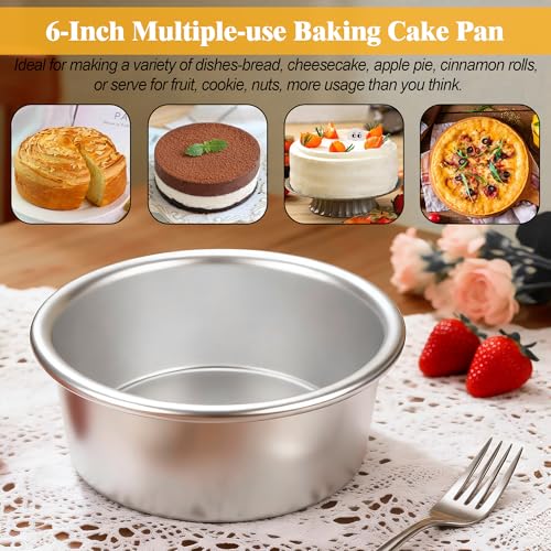 6-Inch Nonstick Aluminum Cake Pans with Parchment Paper - 2PCS