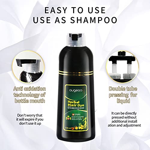 Ivnil Black Hair Dye Shampoo 3-in-1 for Gray Hair Coverage, 500ml