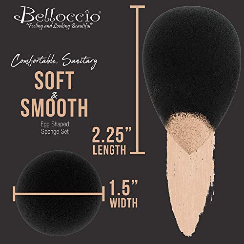 Belloccio Egg Shaped Makeup Sponges - Pack of 6, Latex-Free