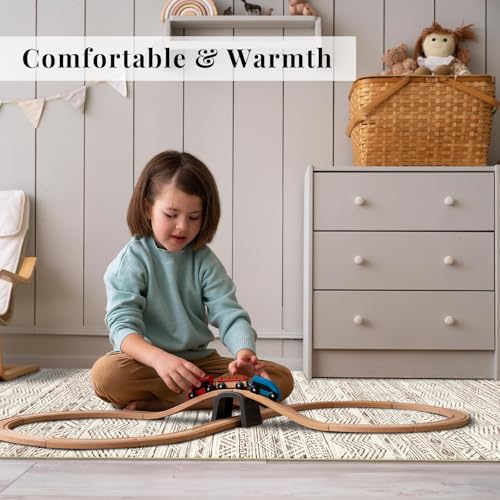 2x3 Washable Moroccan Area Rug - Non-Slip Beige Indoor Mat