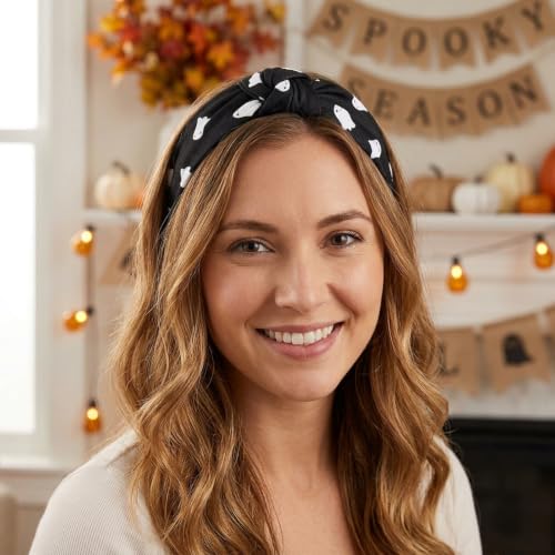 Halloween Headband-C 4 Pack Skeleton Ghost Pumpkin Bat Hairbands for Women & Girls