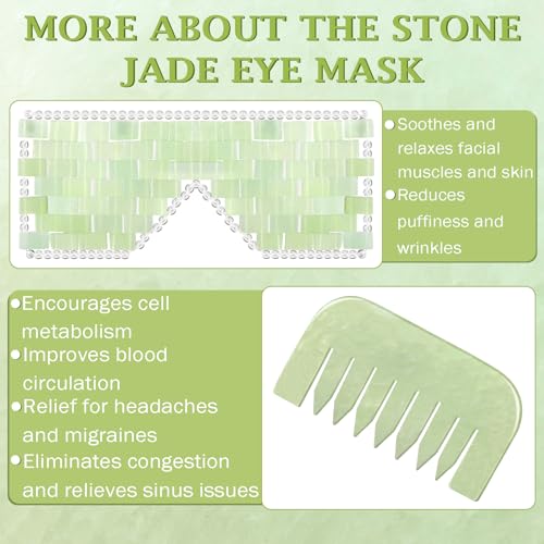 Jade Eye Mask and Comb Set for Relaxation, Wrinkle & Migraine Relief