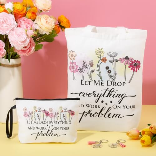 Sieral Secretary Gift for Women - Floral Tote & Makeup Bag Set