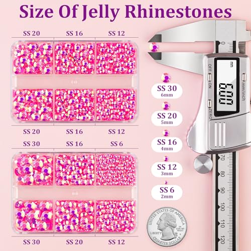 Pink AB Flatback Rhinestones Kit with Jewelry Glue for Crafting & DIY Jewelry