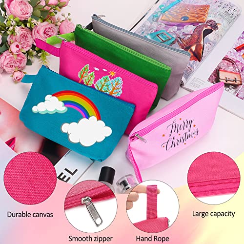 10-Pack Cotton Canvas Cosmetic Bags with Zipper - DIY Craft Pouches (XS)