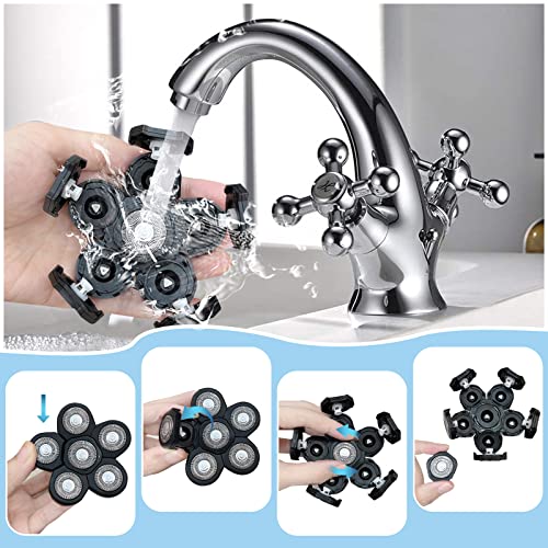 6D Electric Shaver Replacement Heads - 6-Blade Rotary Head Attachment