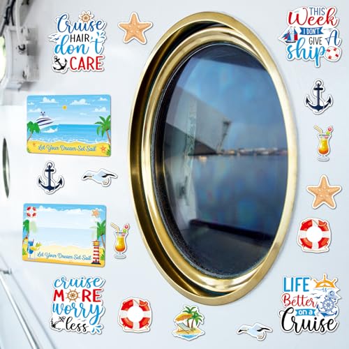 Cruise Door Magnets Set - 12 Pcs Magnetic Dry Erase Boards & Stickers