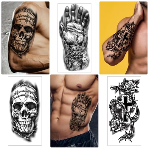 Gabizafia 77 Sheets Barbed Wire Temporary Tattoos — Wire Chains Web (Variation: Wire Chains Web) White Trash Party