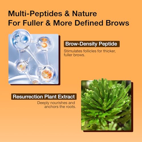 Eyebrow Growth Serum with 5 Peptides & Resurrection Plant, Roll-On, 8ml for Fuller Brows