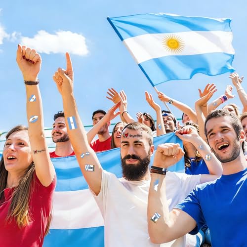 Argentina Flag Temporary Face Tattoos - 16 Sheets for 2026 Events