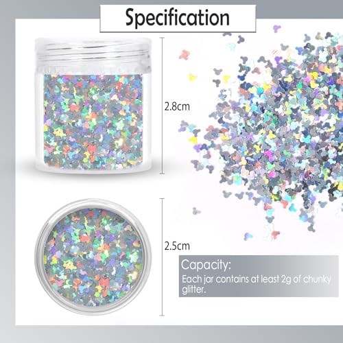 Laza Holographic Mickey Mouse Chunky Glitter Nail Charms - 2g