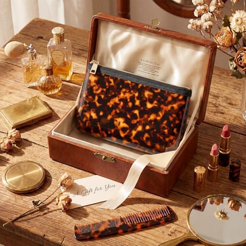 Meanplan Retro Tortoise Shell Makeup Cosmetic Bag Waterproof Travel Pouch