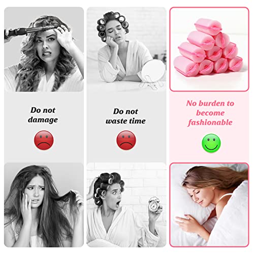 Heatless Foam Hair Rollers Set - 60 Pink Curlers for Overnight Styling, No Damage