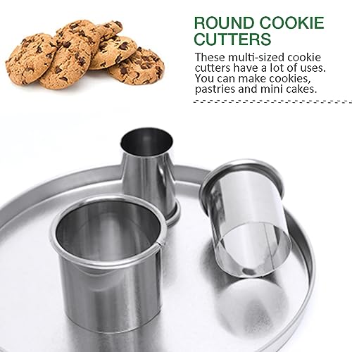 14-Piece Stainless Steel Round Cookie Cutter Set - Multi-Size Biscuit Cutters for Baking