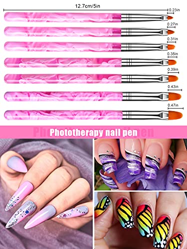 TOROKOM 19-Piece Pink Nail Art Brush and Dotting Tool Set for UV Gel