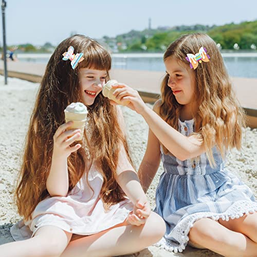 Whaline 4-Pack Glitter Dessert Bow Hair Clips for Girls