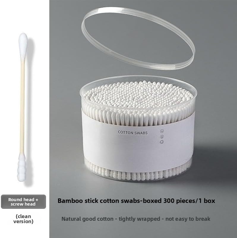 Biodegradable Cotton Swabs - 300 Count Eco-Friendly Cotton Buds with Strong Wooden Sticks | 2.8 Inch