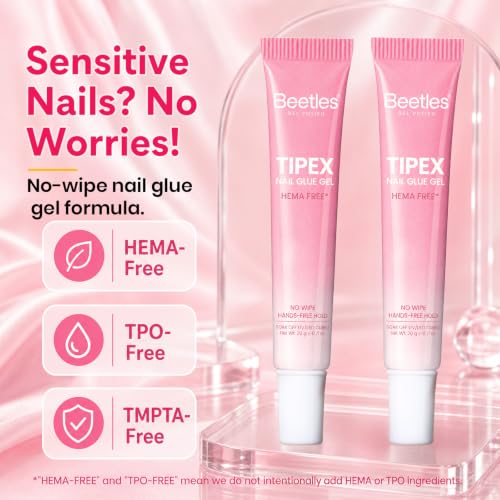 Beetles Nail Glue Gel - HEMA-Free, Strong Adhesion for Press-On Tips