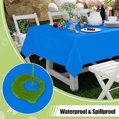 Smiry Disposable Table Cloths, 3-Pack Waterproof Rectangle Covers 54x108 Inch, Blue for Parties & Picnics