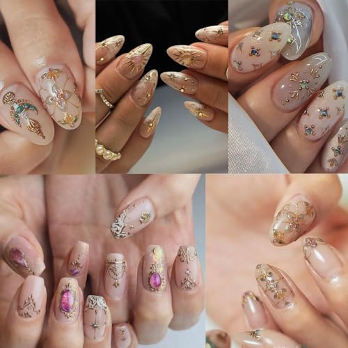 Bohemian Nail Decals 2 Sheets Sun & Moon Embossed Star Stickers Self-Adhesive