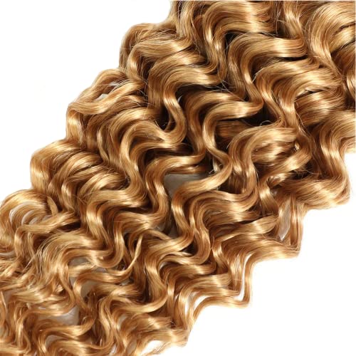YOUNGHANN Honey Blonde Deep Wave Human Hair Bundles 22-26 Inch Virgin Brazilian Extensions