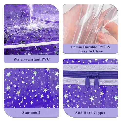 Junesters Clear Makeup Bag - Waterproof Travel Toiletry Organizer, Purple