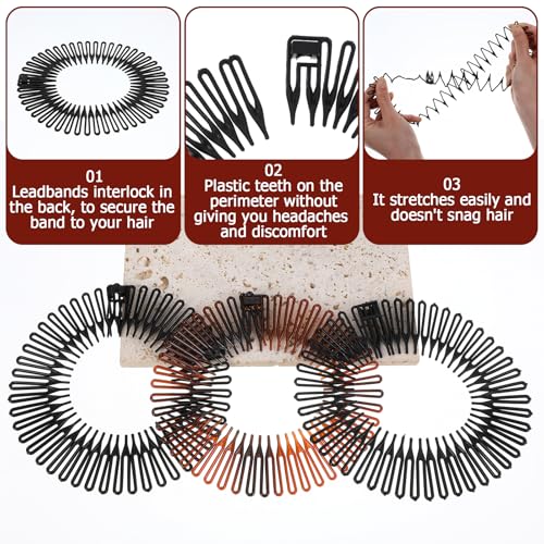 Grevosea 12 Pcs Zigzag Flexible Headbands for Women & Teens