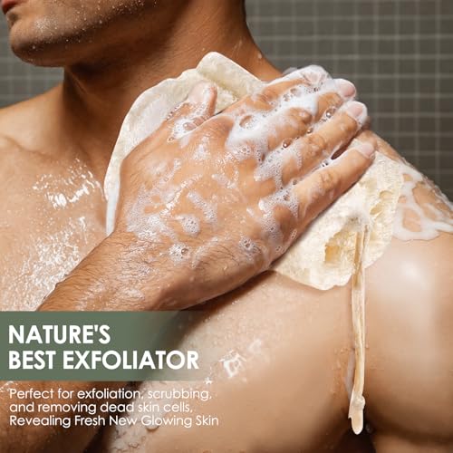 Natural Egyptian Loofah Sponge 3-Pack - Exfoliating Shower Scrubber