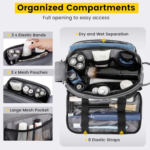 Vorspack Grey Medium Travel Toiletry Bag with Organized Compartments