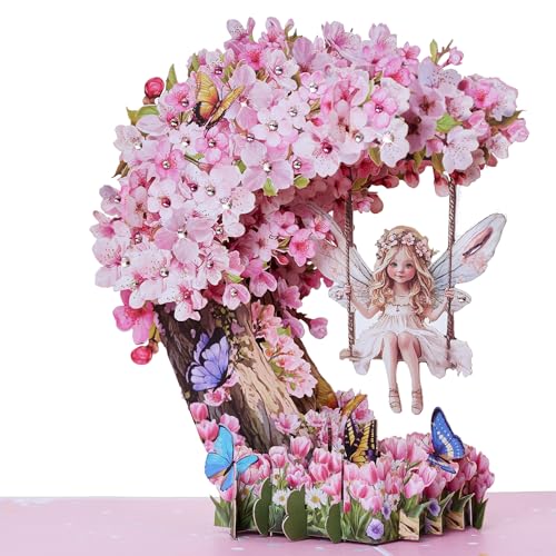 3D Pop-Up Fairy Birthday Card with Rhinestones - Handmade Gift