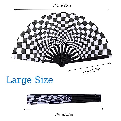 2 PCS Large Bamboo Folding Hand Fan - Colorful Rave Accessory