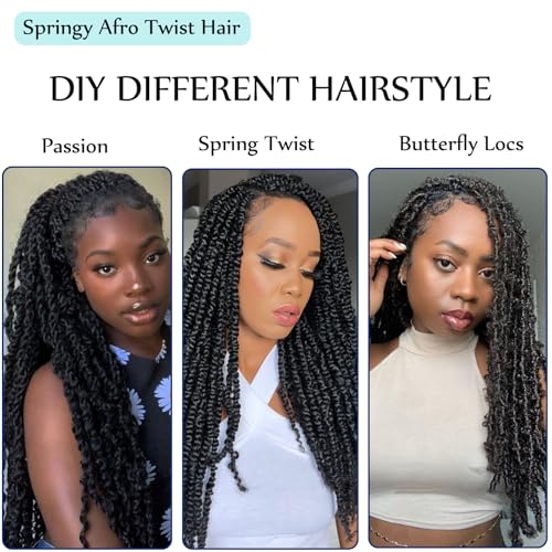 Miyamarch 10 Inch Springy Afro Twist Hair - 8 Packs Black Marley Hair for Kinky Styles