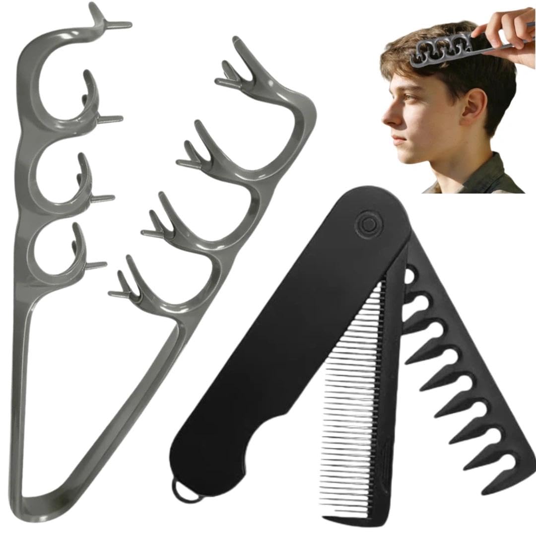 Texturizing & Volumizing Hair Styling Set - 2nd Gen Comb Duo for All Hair Types | Ergonomic & Travel-Friendly