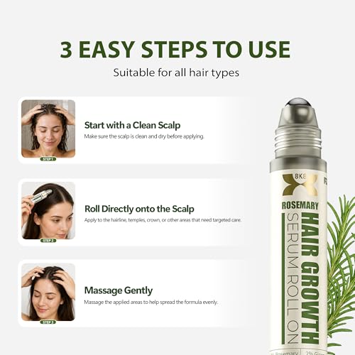 8K8 Hair Growth Serum Roll-On for Thinning Hair with Biotin & Rosemary