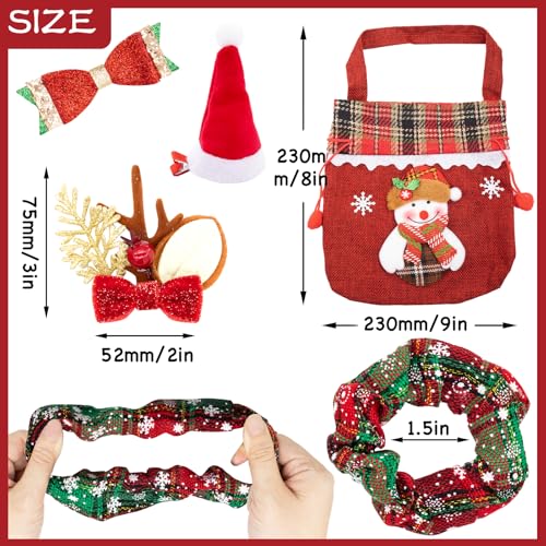 Christmas Hair Accessories Set 11pc – Snowflake Plaid Scrunchies & Clips for Girls