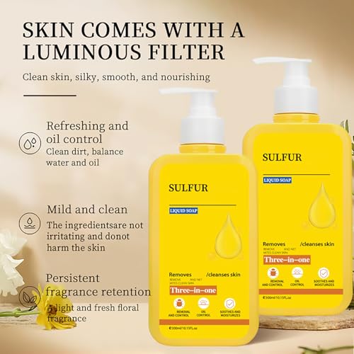 Grospe Sulfur Body Wash - Deep Cleansing & Oil Control for All Skin Types, 10.15 Fl Oz