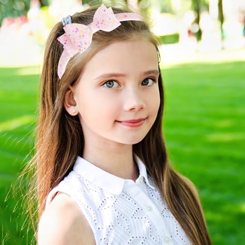 8-Pack Girls Glitter Headbands, Non-Slip Heart & Butterfly Hair Accessories