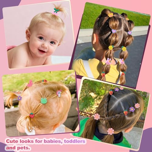 GA&EN 150PCS Colorful Baby Hair Ties Series A-150PCS, Mini Scrunchies for Toddler Girls