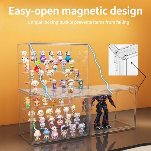 HuixinAcrli Fourth Floor Acrylic Collectible Display Box with Magnetic Door, Stackable Dustproof Shelves