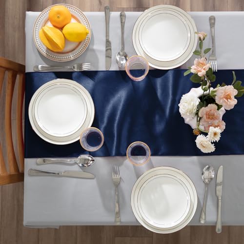Navy Blue Satin Table Runner 12" x 108" - 6 Pack for Weddings & Parties