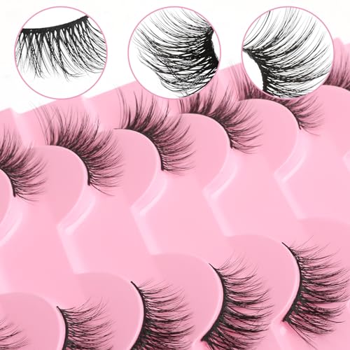 Gjinxi 3D Wispy Half Lashes - Natural Look Faux Mink 10 Pairs