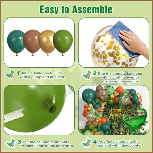161Pcs Dinosaur Balloon Arch Kit for Birthday Party & Baby Shower