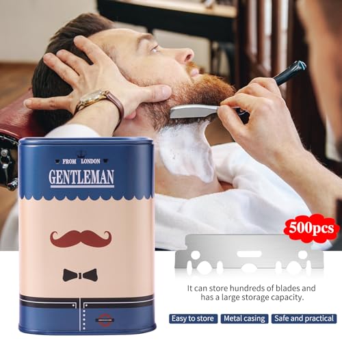 BARBERTOP 500 Single Edge Razor Blades with Stainless Steel Disposal Case