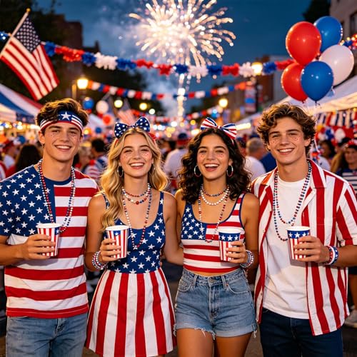 4th of July Glitter Freckles Face Tattoos - 8Pcs Patriotic Stickers