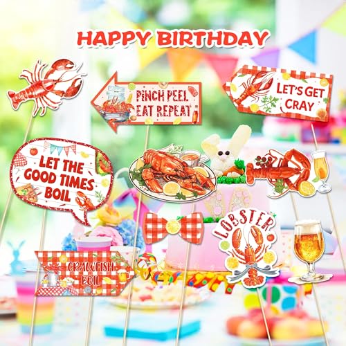 25Pcs Lobster Theme Photo Booth Props for Parties