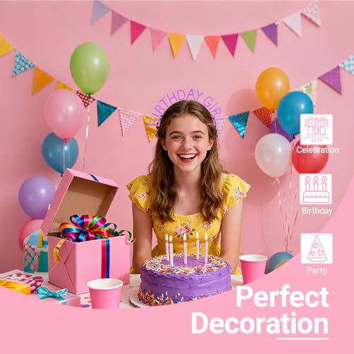 Birthday Headband with Sash & Crown Tiara for Women