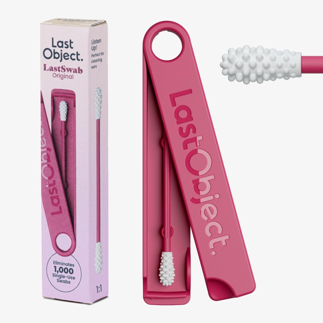 LastSwab™ Reusable Silicone Cotton Swabs - Eco-Friendly Ear Cleaning Q-Tips | Washable, Travel Case, Red