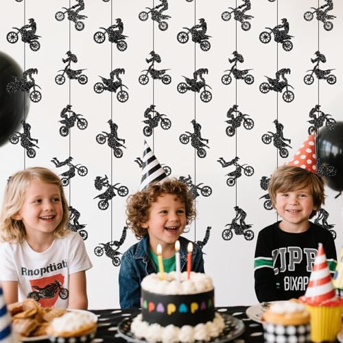 Dirt Bike Birthday Party Decorations - 8 Pcs Garland Banner Set