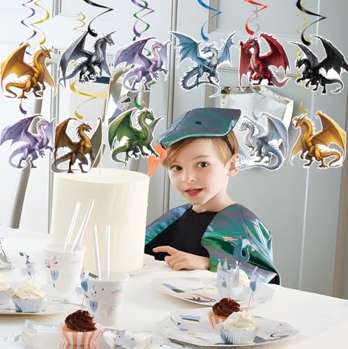 Dragon Birthday Party Decorations - 18PCS Pre-Strung Swirls
