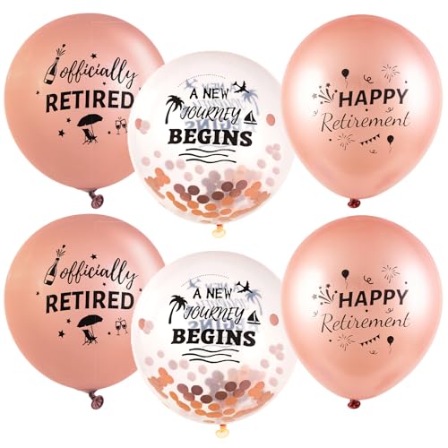 Happy Retirement Balloons - 18 Pcs Pink Sequin Latex Decorations
